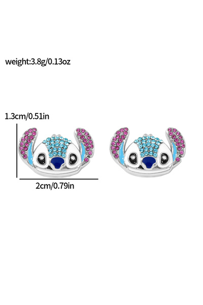 Miniso ES1039 زوج واحد من أقراط ديزني ليلو وستيتش مرصعة بأحجار الراين ودبابيس الأذن للفتيات إكسسوارات الأذن العصرية
