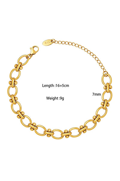 Choice سوار من الفولاذ المقاوم للصدأ مطلي بالذهب عيار 18 قيراطًا ومزين بأحجار...