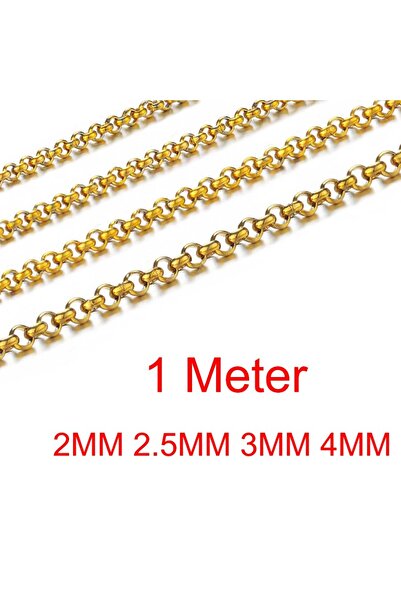 Choice سلسلة قلادة دائرية صغيرة من الفولاذ المقاوم للصدأ بطول 2 مم بلون ذهبي ...