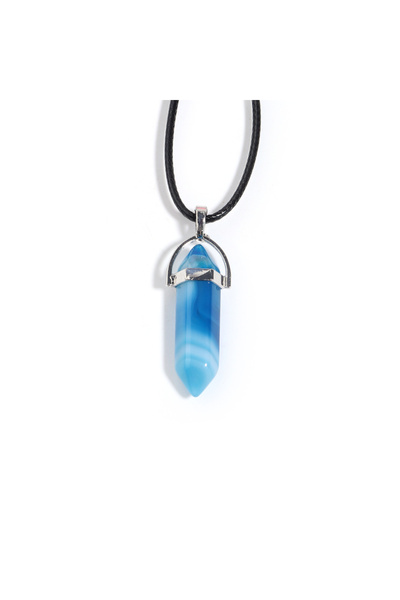 Choice قلادة كوارتز سداسية الشكل بطول 50 سم، مصنوعة من الكريستال الفيروزي الو...