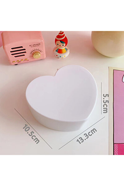 Choice صندوق تخزين مجوهرات على شكل قلب للفتيات باللون الأبيض مع مرآة، منظم أس...