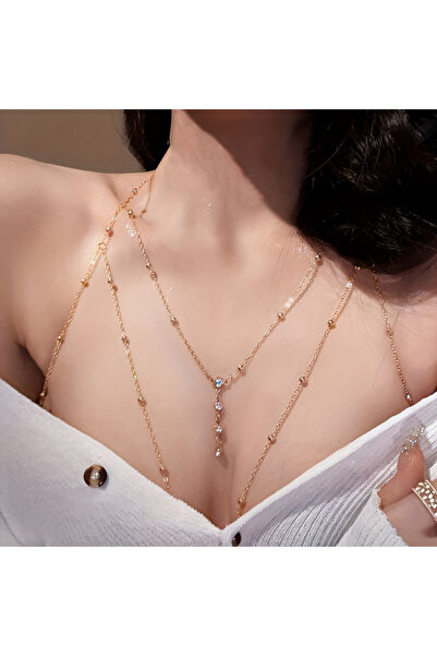 Choice مجوهرات الجسم بيكيني الشاطئ متعددة الطبقات من AYAGold باللون الفضي العتيق المزين بخرز كريستالي