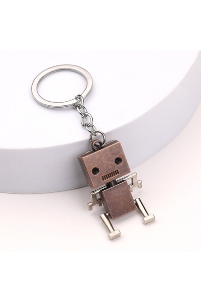 Choice 10 cm Champagne color Creative Movable Robot Keychain Retro Simple Cut...