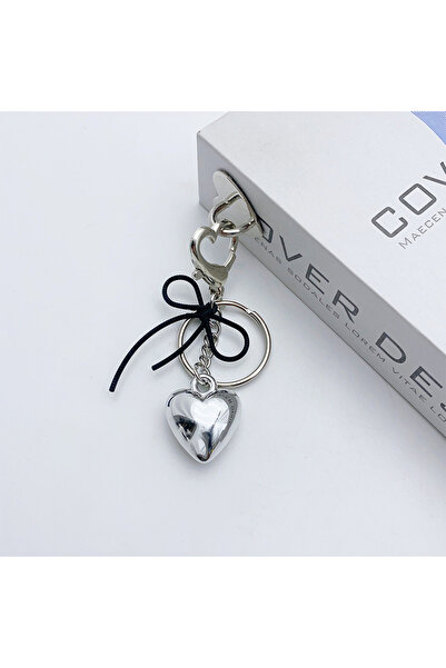 Choice Bowknot Heart-black 1PCS Y2K Simple Bowknot Heart Pendant Keyring Silv...