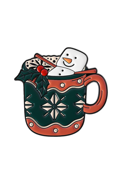 Choice دبابيس مينا مشروبات عيد الميلاد QHXZ5029، دبابيس إبداعية على شكل رجل ثلج عيد الميلاد، مشروب قهوة من خبز الزنجبيل