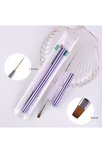 Choice G-B000388-3 1/4 قطعة فرشاة أظافر بمقبض كريستالي مزدوج الرأس وفرشاة تحد...