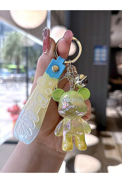 Choice yellow Creative Personality Gradient Colored Teddy Bear Key Chain Kore...