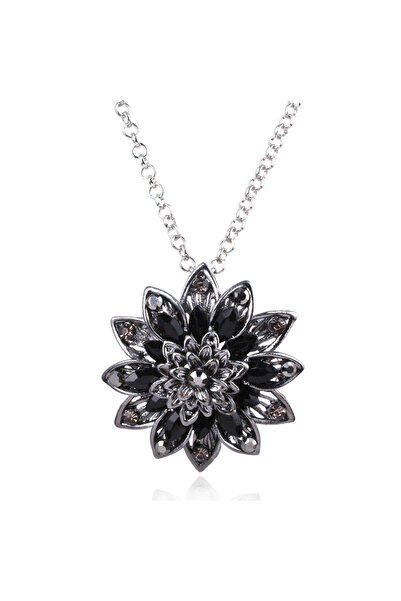 Choice N00034-02 قلادات ميشيل جون الزركون الأسود داليا زهرة عتيقة كريستال سبي...
