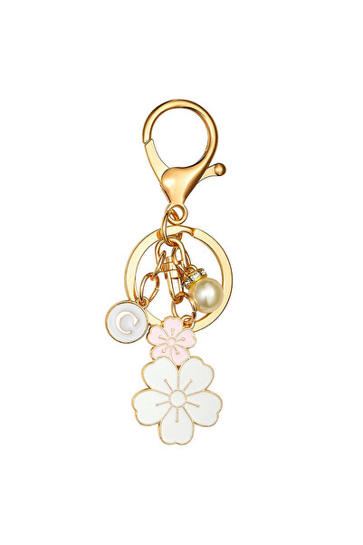 Choice C Cute flower keychain, initial key pendant, ladies' gift band, keycha...