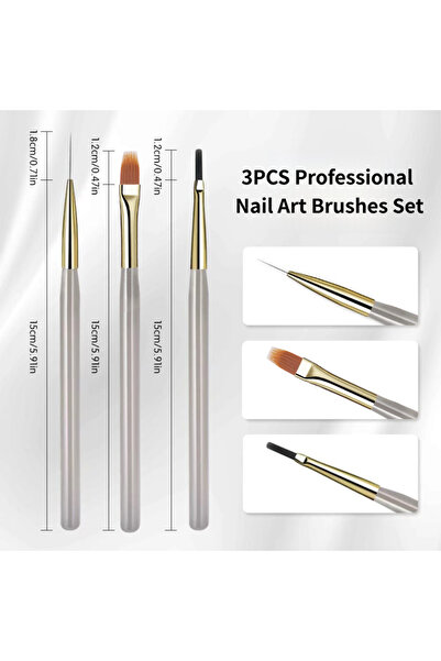 Choice مجموعة فرش تزيين الأظافر (3 قطع) - فرشاة فرنسية منقوشة - فرشاة رسم وتلوين فائقة الدقة