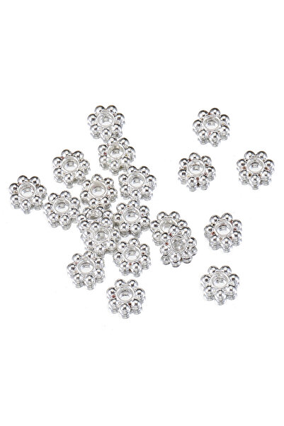 Choice 6 مم لون فضي 50 قطعة من خرز زهرة ندفة الثلج خرز فاصل من النحاس إكسسوارات الخرز حامل مصنوع يدويًا