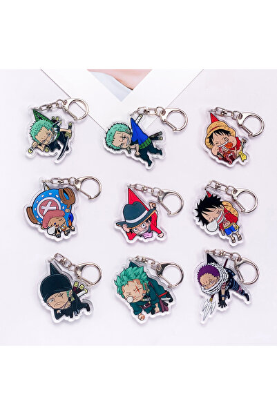 Miniso 5 cm 10 Anime Characters One Piece Trendy Cool Acrylic Keychain Access...