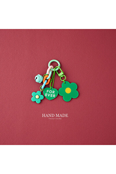 Choice Green Creative Candy Color Flower Heart Pendant Keychain Cute Small Fl...