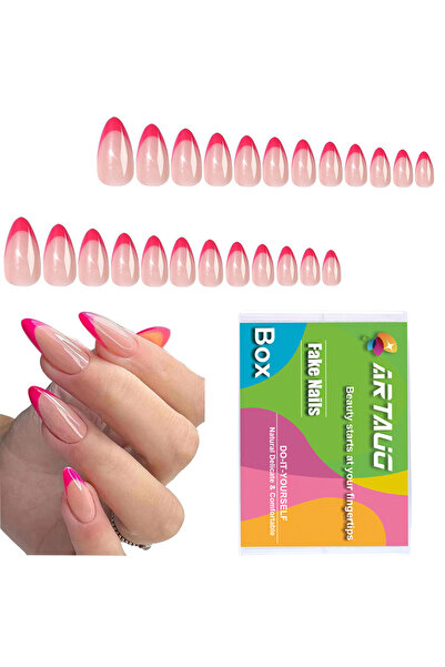 Choice علبة من 120 قطعة من أظافر صناعية فرنسية باللون الأبيض اللوزي للنساء وا...