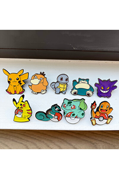 Miniso 9 قطع بروش، 9 قطع دبابيس مينا أنمي، بيكاتشو، جيجليباف، بولي واج، دبابي...