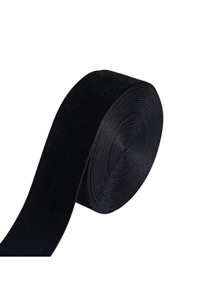 Choice 32 مم × 5 ياردات 5-10 ياردات شريط مخملي أسود لفة شريط من جانب واحد منف...