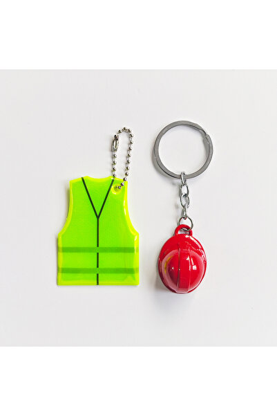 Choice سترة حمراء إبداعية + سلسلة مفاتيح على شكل خوذة أمان، قلادة عاكسة رياضي...