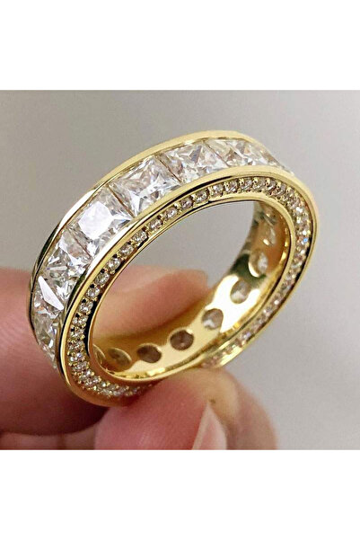 Choice 9 T0787 خاتم Huitan Princess Square Zirconia Full Roue Rings نسائي فاخ...