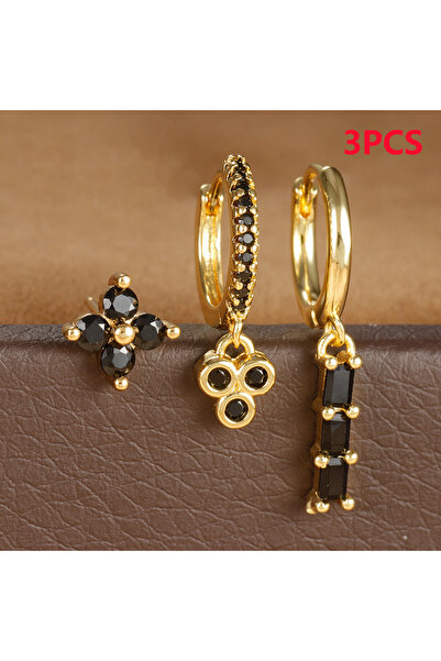 Choice طقم أقراط دائرية من 3 قطع من الفولاذ المقاوم للصدأ متعدد الألوان مرصع ...