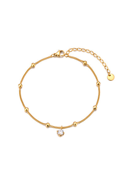 Choice خلخال أنيق من الفولاذ المقاوم للصدأ مطلي بالذهب عيار 18 قيراطًا A24013G من Lokaer للنساء مرصع بحجر الزركونيا المكعب الرائع