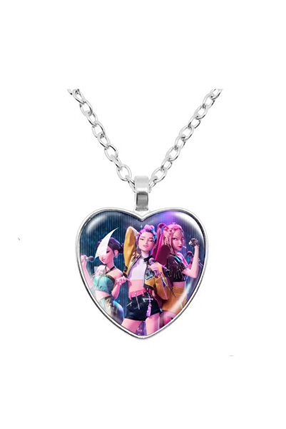 Miniso 1-4 KPop Demon Hunters Heart Necklace - Rumi Zoey Mira Anime Film Alloy Jewelry Pendant for Fans Gif