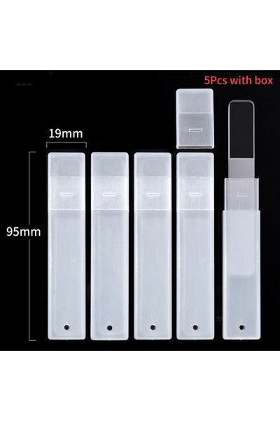 Choice 5 قطع مع صندوق ملفات أظافر زجاجية شفافة مع صندوق صنفرة وتلميع وطحن وتف...