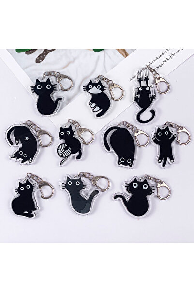 Miniso 5 سم 11 محب للحيوانات الأليفة قطة سوداء أكريليك سلسلة مفاتيح سيارة إكسسوارات حقيبة مضحكة قلادة حقيبة الظهر إبداعية