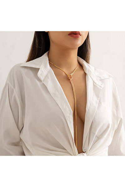 Choice قلادة سلسلة صوفية طويلة باللون الذهبي للنساء، قلادة سلسلة سميكة عصرية ...