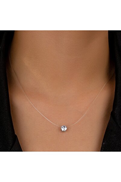 Choice قلادة نسائية دائرية، قلادة بسيطة شفافة على شكل خيط صيد مرصعة بالزركون،...