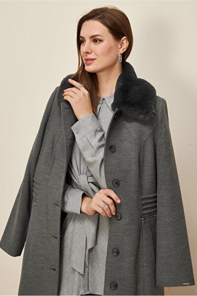Alvina Fur Collar Coat 90629