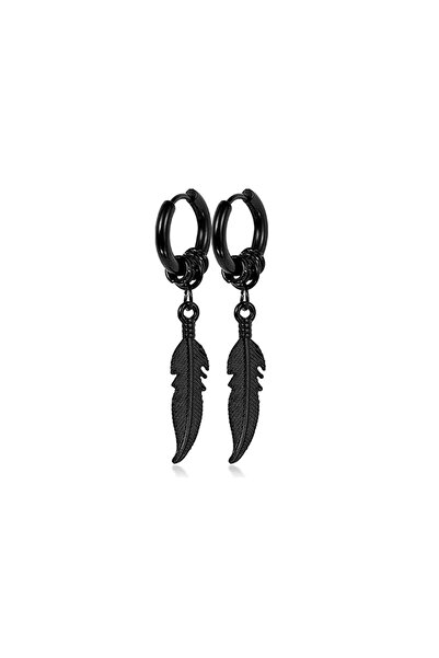 Choice Black 1 Pair of Fashionable Leaf Stainless Steel WOMEN'S Earrings, Pun...