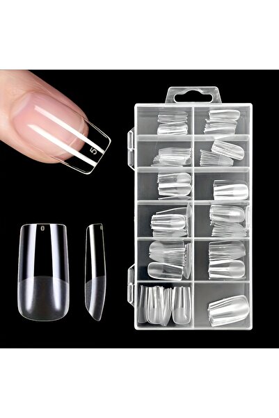 Choice 120 قطعة من أطراف الأظافر الأكريليكية المربعة متوسطة الحجم - نصف غير ل...