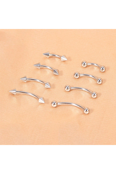 Choice 1.2 × 6 8 10 12 مم فضية 8 قطع/مجموعة مجوهرات ثقب الحاجب الجراحية الفول...