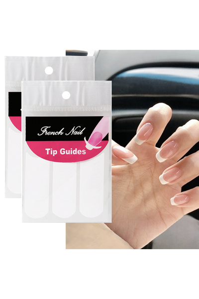 Choice ملصقات تزيين الأظافر الفرنسية (قطعتان)، أدوات توجيه أطراف الأظافر المز...