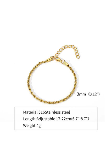 Choice 3MM Gold 2-5MM Stainless Steel Bracelet For Women Men Gold Color Twist...