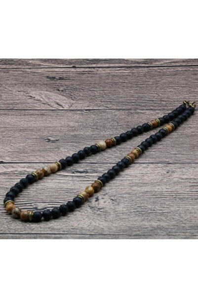 Choice قلادة LavaStone الفريدة من نوعها من الحجر الطبيعي للرجال 6 مم من خرز ع...