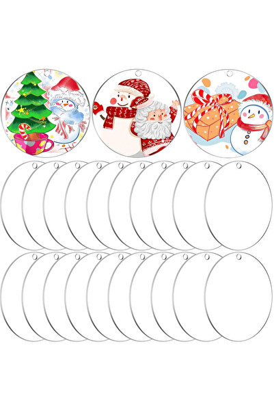 Choice ١٠ قطع من أقراص الفينيل الشفافة المستديرة مقاس ٣ بوصات، مزينة بزخارف أكريليك، مع فتحة، مثالية لصنع سلاسل مفاتيح عيد الميلاد بنفسك