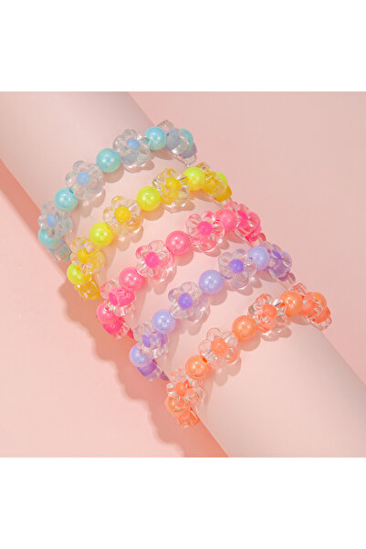 Choice A 5Pcs/Set Colorful Beads Flower Bracelet Friendship Girls Bangle Jewe...