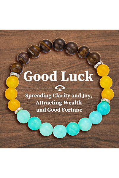Choice BR24Y0407-1 أساور رمزية من الأحجار الطبيعية للنساء والرجال، تأمل الشاكرا السبعة، حماية طاقة الحظ السعيد