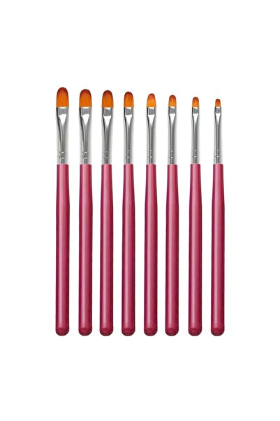 Choice مجموعة فرش أظافر جل بيضاوية حمراء مكونة من 8 قطع و7/8 قطع - أطراف نحت ...