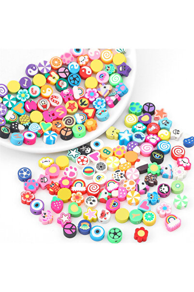 Choice 100 قطعة من خرز طين البوليمر بتصميم عشوائي على شكل نجوم وزهور وفواكه و...