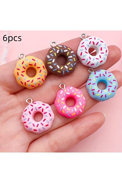 Choice 6 قطع من دلاية على شكل دونات من الراتينج، إكسسوارات يدوية الصنع، أقراط...