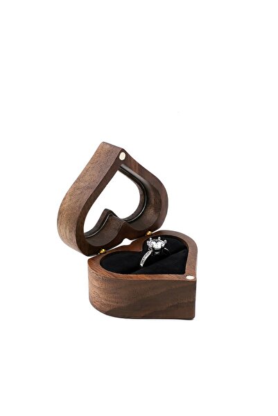 Choice صندوق خاتم الحب الخشبي الأسود المنفرد لتخزين المجوهرات وتغليفها وهدايا ذكرى الزواج وعيد الحب