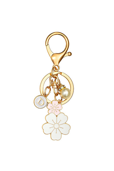Choice D Cute flower keychain, initial key pendant, ladies' gift band, keycha...