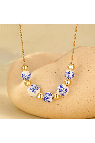 Choice 12402 1 قلادة نسائية أنيقة من الفولاذ المقاوم للصدأ عيار 18 قيراطًا مص...