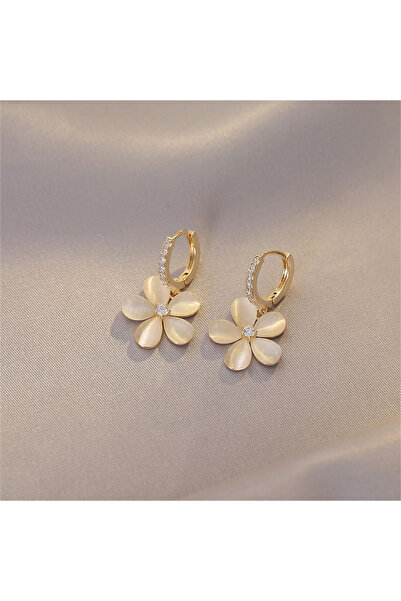 Choice ER23Y0372 Exquisite Opal Flower Stud Earrings For Women Korean Shiny Crystal Imitation Pearl Floral