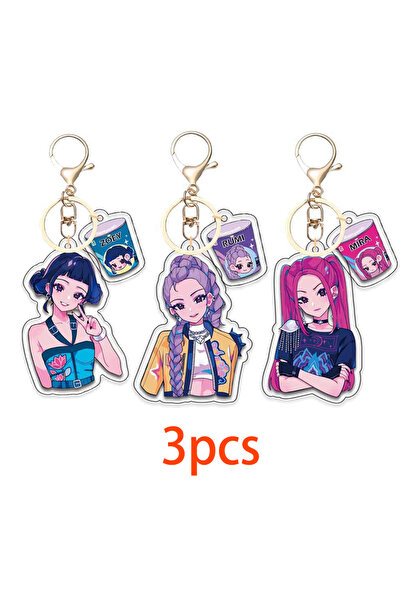 Miniso 3pc Kpop Demon Hunters Huntrix Saja Boys Keychains for Accessories Jewelry Rumi Zoey Jinu Mira Sold