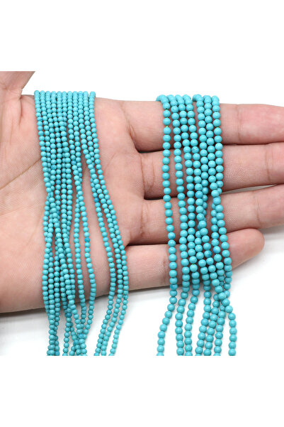 Choice 3mm Blue Turquoise 2/3mm Blue Turquoise Round Spacer Beads Natural Sto...