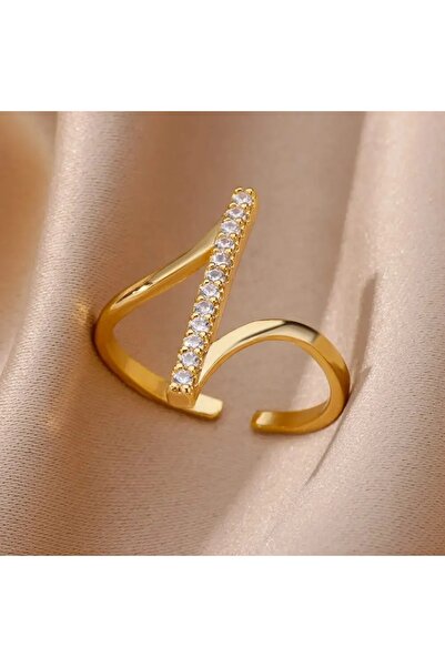 Choice خواتم هندسية بسيطة لامعة من الزركون للنساء قابلة للتغيير في الحجم R055...