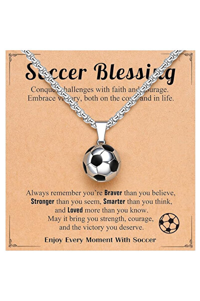 Choice Silver Fashion 3D Soccer Football Pendant Necklace For Men With Inspir...